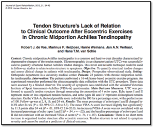 Falta relación estructura tendón resultado clínico después de ejercicios excéntricos en la tendinitis de Aquiles